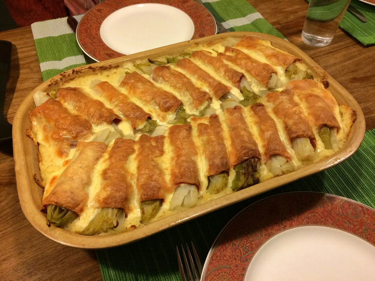 Witlof met ham en kaas uit de oven